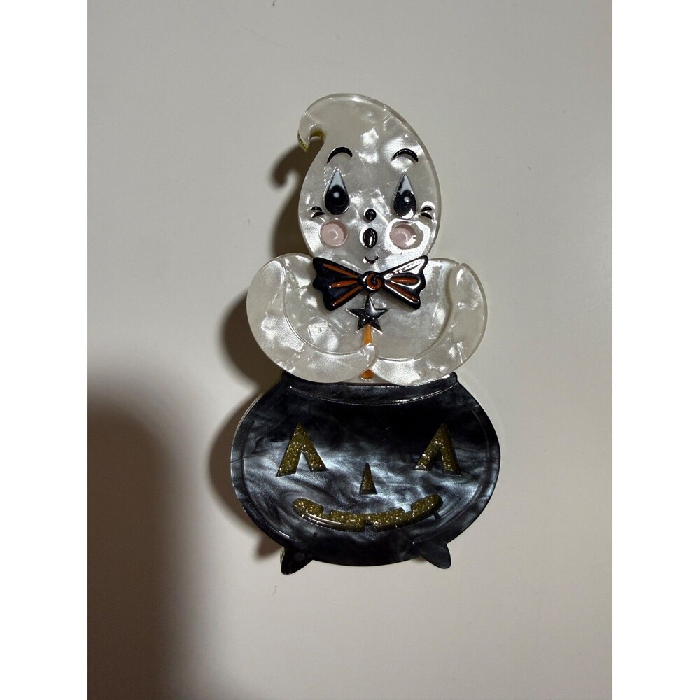 Ghost Brooch - Johanna Parker x Lipstick & Chrome Halloween Cauldron Spooky Pin